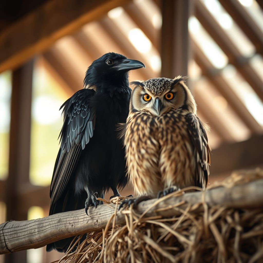 Raven & Owl — Digital Art Print