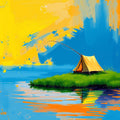 Lone Tent on the Lake — Digital Art Print