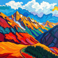 Mountain Valley in Colour — Digital Art Print