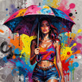 Colour Splash Girl – Pop Art Umbrella Digital Art Print