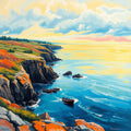 Coastal Cliffs at Golden Hour — Digital Art Print