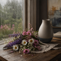 Soft Rain & Wildflowers – Floral Still Life Wall Art Instant Download