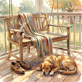 Lazy Day on the Porch – Cottage Watercolour Art Print