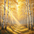 Sunlit Birch Grove – Nature Landscape Digital Art Print