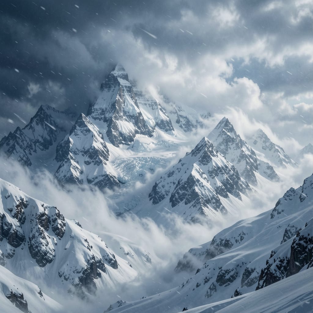 Alpine Peaks – Mountain Storm Digital Art Print