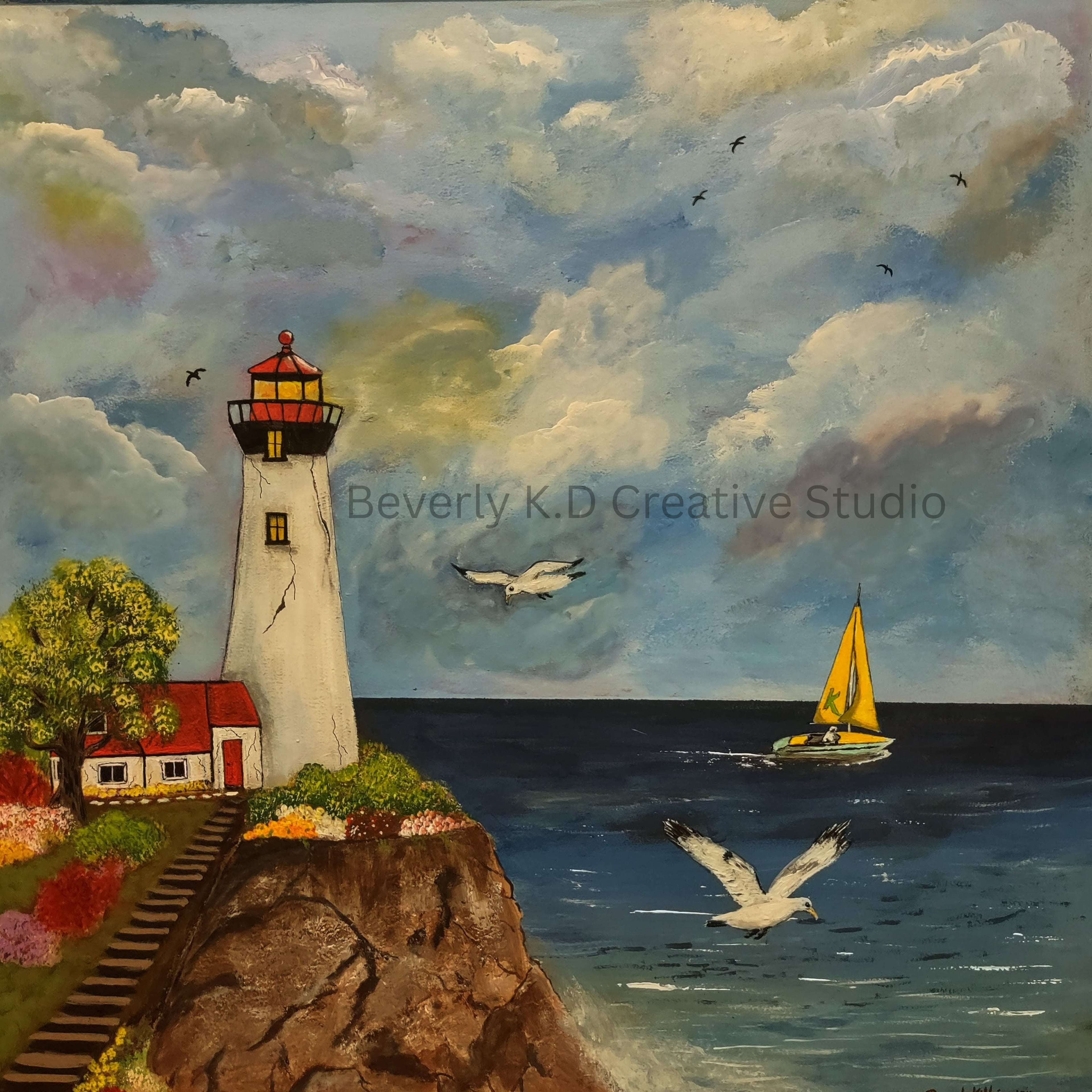 Beacon of Serenity – Lighthouse Coastal Wall Art Instant Download