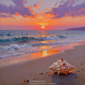 Coastal Sunset Shell – Beach Ocean Wall Art Instant Download