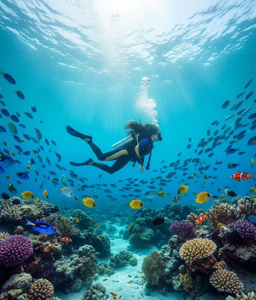 Ocean Depths Explorer – Scuba Diver & Tropical Fish Wall Art Instant Download