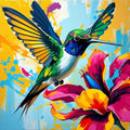Abstract Hummingbird and Flower – Digital Art Print