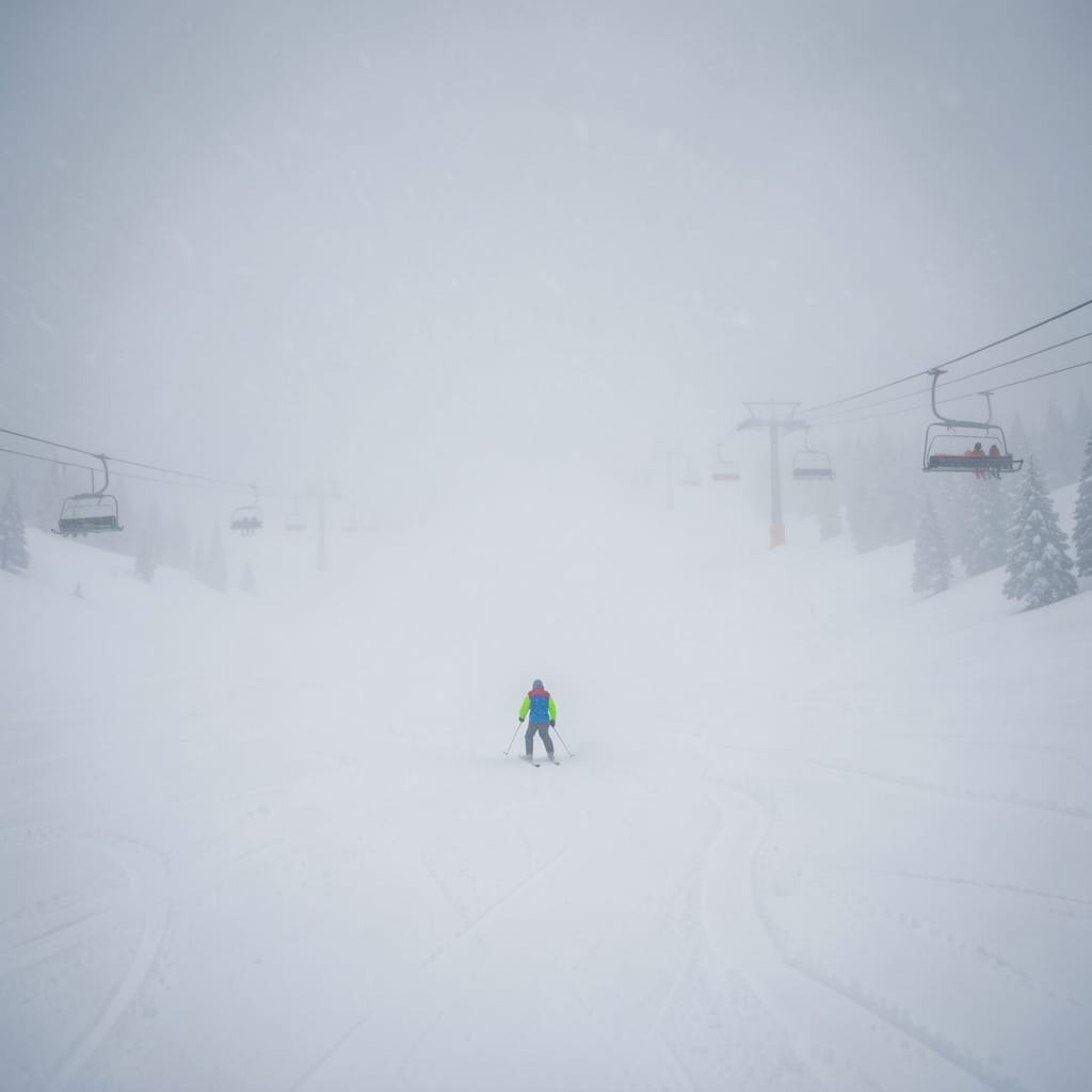 Whiteout – Lone Figure in a Blizzard Digital Art Print