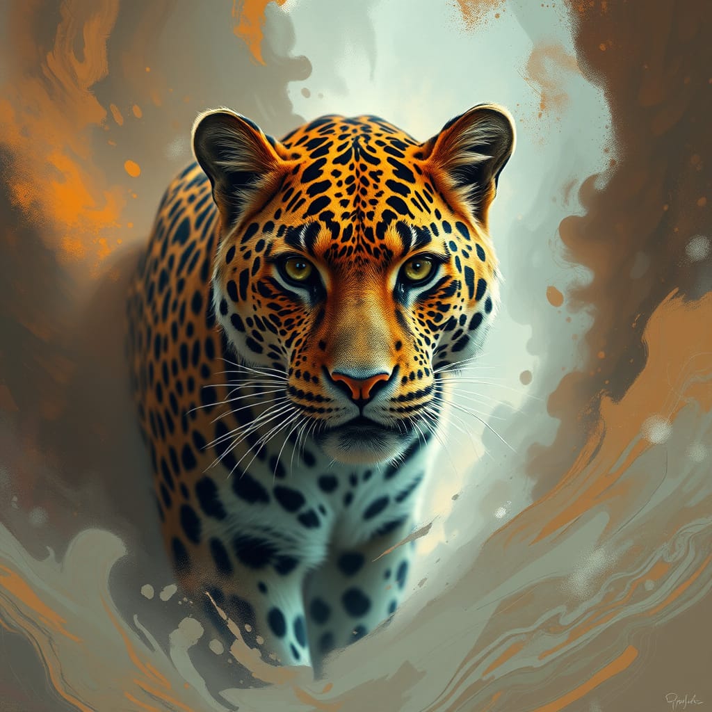 Golden Jaguar in the Jungle – Digital Art Print