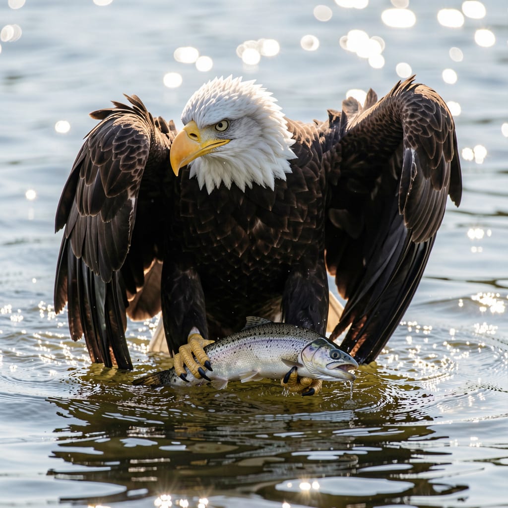 Bald Eagle Fishing — Wildlife Digital Art Print