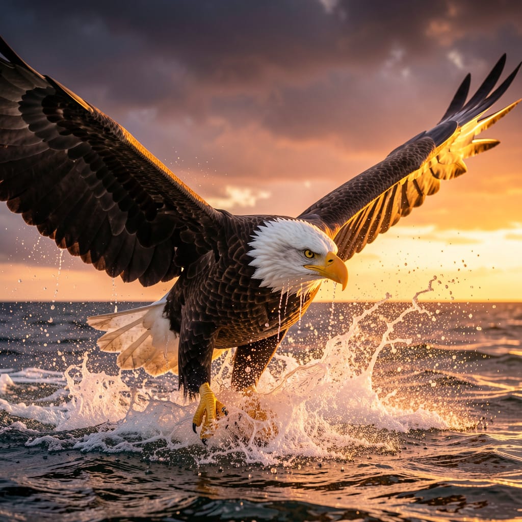 Majestic Bald Eagle at Sunset – Coastal Wildlife Digital Art Print