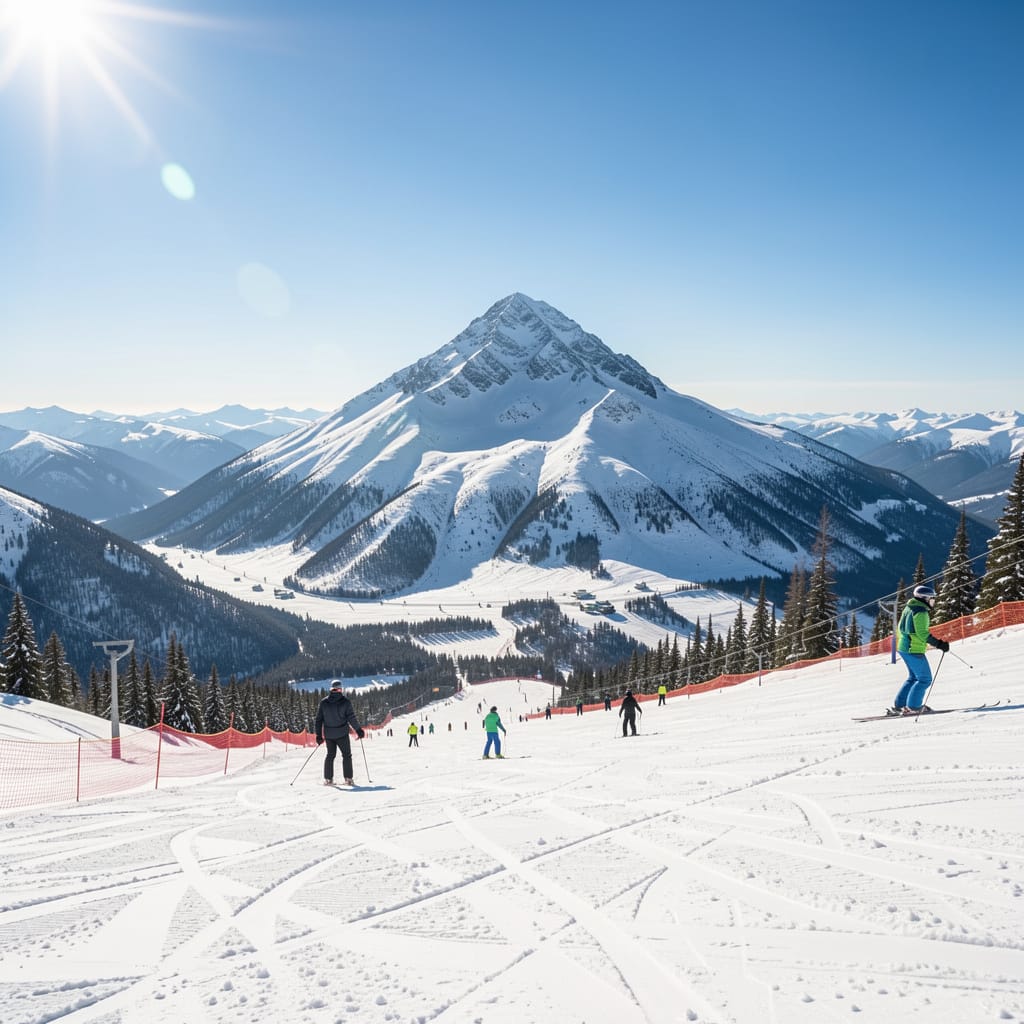 Blue Sky Summit – Sunny Ski Day Digital Art Print